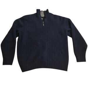 Daniel Bishop L Men’s 1/4 Zip Sweater 100% Cashmere Luxury Designer Navy Blue